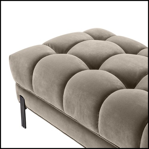 Bench with structure in wood and seat in velvet fabric 24-Sienna Greige