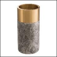 Bougeoirs en marbre gris et laiton brossé 24-Sierra Set of 3