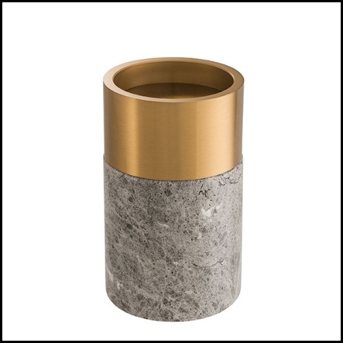 Candle Holder in grey marble and brushed brass 24-Sierra Set of 3