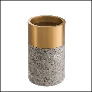 Candle Holder in grey marble and brushed brass 24-Sierra Set of 3