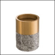 Bougeoirs en marbre gris et laiton brossé 24-Sierra Set of 3