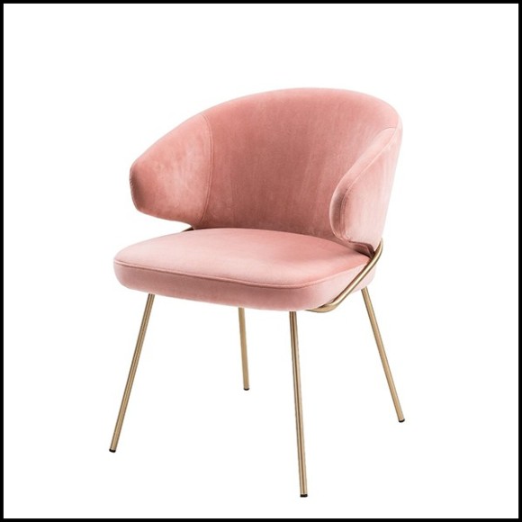 Chair with structure in brass and velvet fabric in Savona Nude finish 24-Kinley Nude