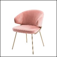 Chair with structure in brass and velvet fabric in Savona Nude finish 24-Kinley Nude