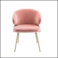 Chaise avec structure en laiton et tissu velours coloris Savona Nude 24-Kinley Nude