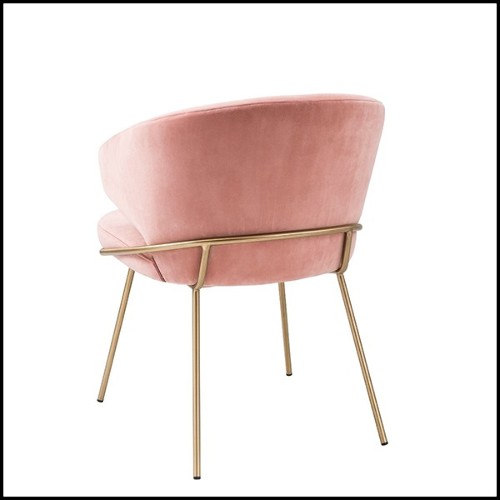 Chair with structure in brass and velvet fabric in Savona Nude finish 24-Kinley Nude