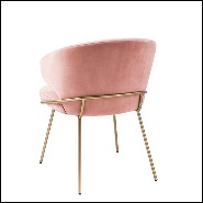 Chair with structure in brass and velvet fabric in Savona Nude finish 24-Kinley Nude