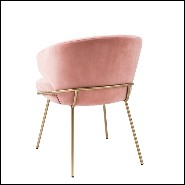 Chaise avec structure en laiton et tissu velours coloris Savona Nude 24-Kinley Nude