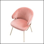 Chair with structure in brass and velvet fabric in Savona Nude finish 24-Kinley Nude