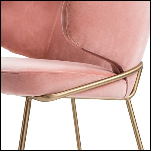 Chair with structure in brass and velvet fabric in Savona Nude finish 24-Kinley Nude