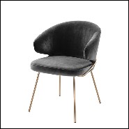 Chair with structure in brass and velvet fabric in Dark finish 24-Kinley Dark