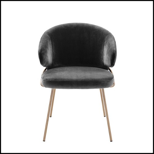 Chaise avec structure en laiton et tissu velours coloris Dark 24-Kinley Dark