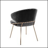 Chair with structure in brass and velvet fabric in Dark finish 24-Kinley Dark