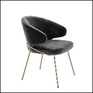 Chair with structure in brass and velvet fabric in Dark finish 24-Kinley Dark