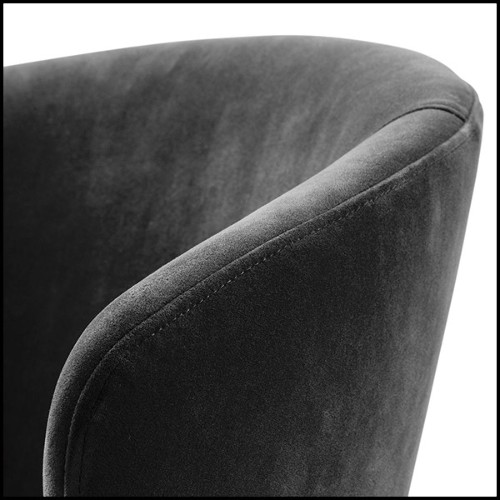 Chair with structure in brass and velvet fabric in Dark finish 24-Kinley Dark