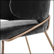 Chair with structure in brass and velvet fabric in Dark finish 24-Kinley Dark
