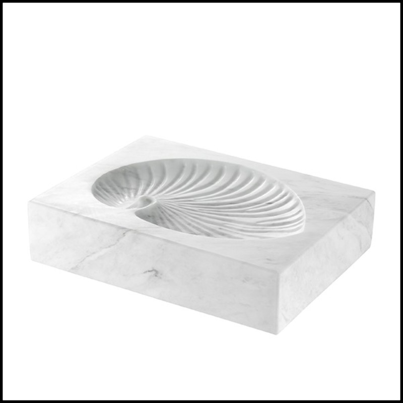 Ashtray in white marble 24-Conchiglia White