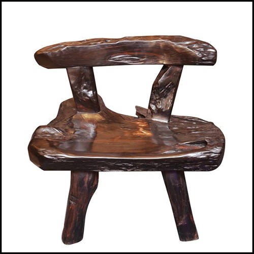 Bench in natural solid ebony wood with Backrest PC-Ebony Thick 3