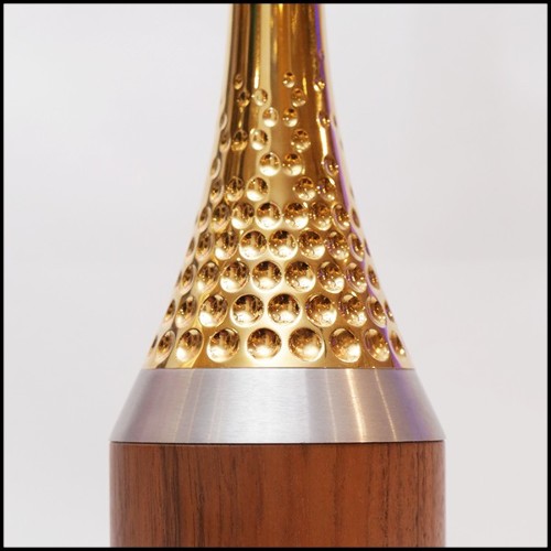 Sculpture with solid walnut base and with 50 Tees PC-Golfer Trophee