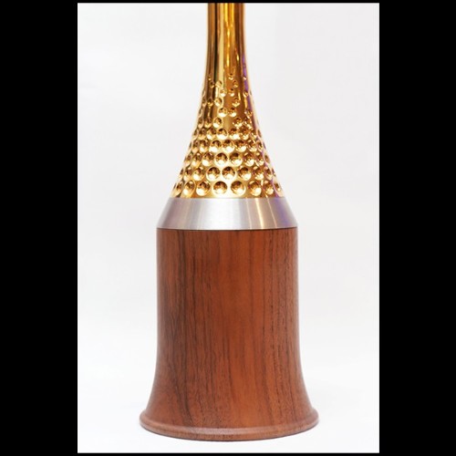 Sculpture with solid walnut base and with 50 Tees PC-Golfer Trophee