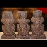 Sculpture in carved stone PC-Stone Monkeys Set of 3 Large