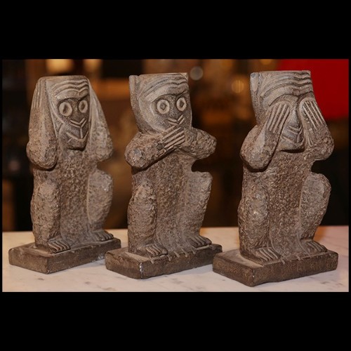 Sculpture en pierre sculptée PC-Stone Monkeys Set of 3 Large