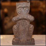 Sculpture in carved stone PC-Stone Monkeys Set of 3 Large