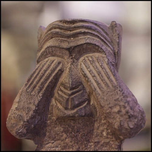 Sculpture in carved stone PC-Stone Monkeys Set of 3 Large