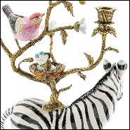 Sculpture bougeoir en porcelaine blanche avec détails en laiton 162-Zebra