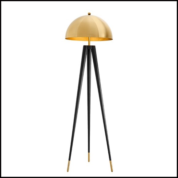 Floor Lamp with structure in iron in gold finish and legs in black finish 24-Coyote