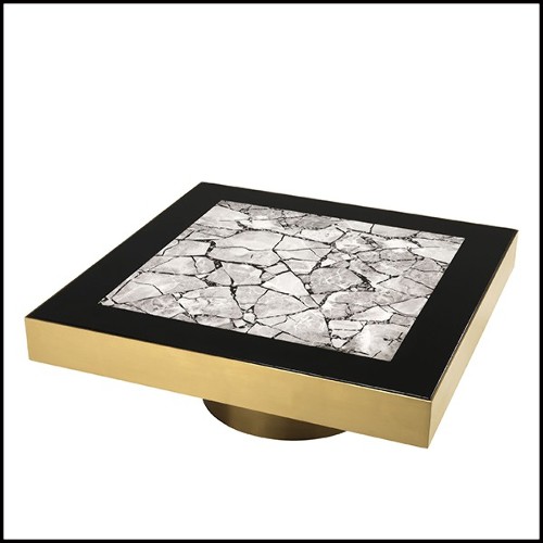 Table basse en acier inoxydable avec plateau en marbre résine 24-Tatler