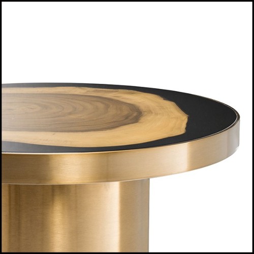 Table d'appoint en laiton avec plateau en bois de Suar en incrustation 24-Concord