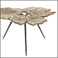 Side Table in iron with top in brass in vintage finish 24-Ginkgo