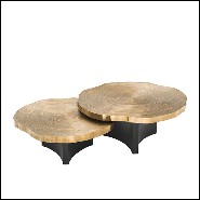 Coffee Table in wood with top in brass finish 24-Thousand Oaks Set of 2