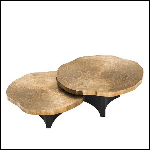 Table basse en bois avec plateau finition laiton 24-Thousand Oaks Set of 2