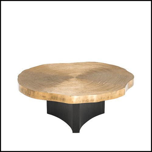 Coffee Table in wood with top in brass finish 24-Thousand Oaks Set of 2