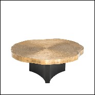 Coffee Table in wood with top in brass finish 24-Thousand Oaks Set of 2
