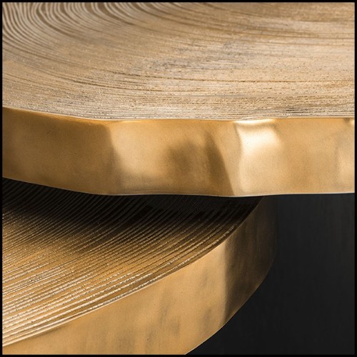 Coffee Table in wood with top in brass finish 24-Thousand Oaks Set of 2