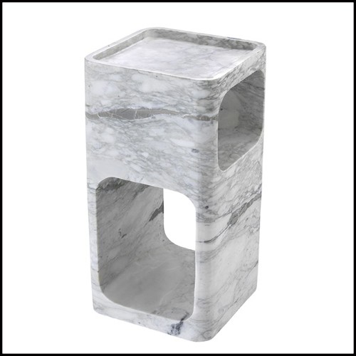 Side Table in white marble 24-Adler White
