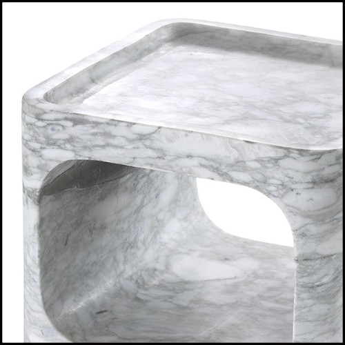 Side Table in white marble 24-Adler White