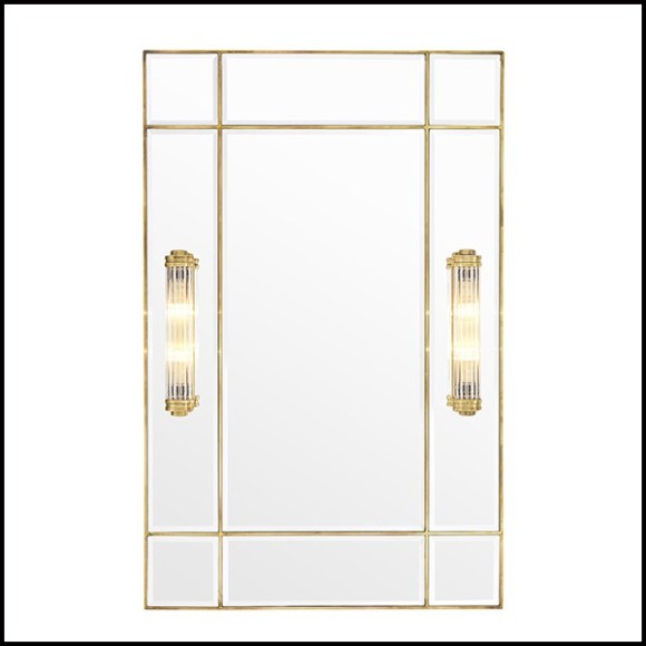 Miroir avec cadre en laiton finition vintage et verre miroir 24-Beaumont Brass with lights