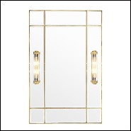 Mirror with frame in brass in vintage finish and mirror glass 24-Beaumont Brass with lights