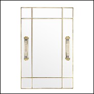 Mirror with frame in brass in vintage finish and mirror glass 24-Beaumont Brass with lights