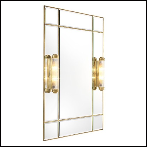 Miroir avec cadre en laiton finition vintage et verre miroir 24-Beaumont Brass with lights