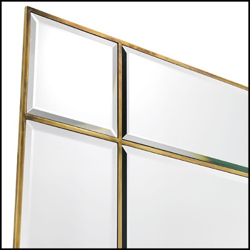 Miroir avec cadre en laiton finition vintage et verre miroir 24-Beaumont Brass with lights