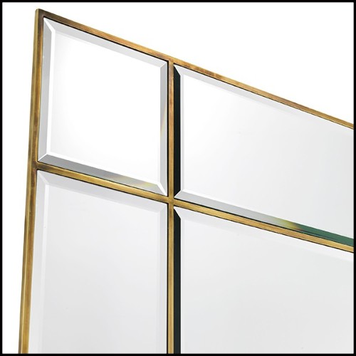 Mirror with frame in brass in vintage finish and mirror glass 24-Beaumont Brass with lights