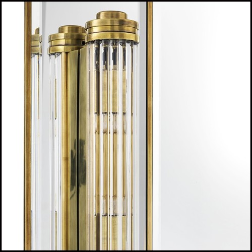 Mirror with frame in brass in vintage finish and mirror glass 24-Beaumont Brass with lights