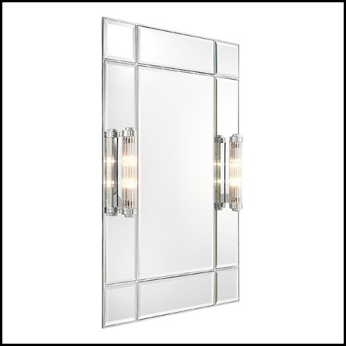 Mirror with frame in nickel finish and mirror glass 24-Beaumont Nickel with lights