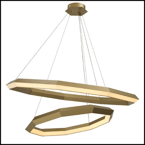 Chandelier en laiton finition antique avec lumières LED intégrées 24-Helvetia