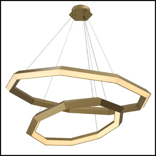 Chandelier en laiton finition antique avec lumières LED intégrées 24-Helvetia