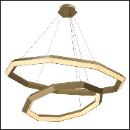 Chandelier en laiton finition antique avec lumières LED intégrées 24-Helvetia